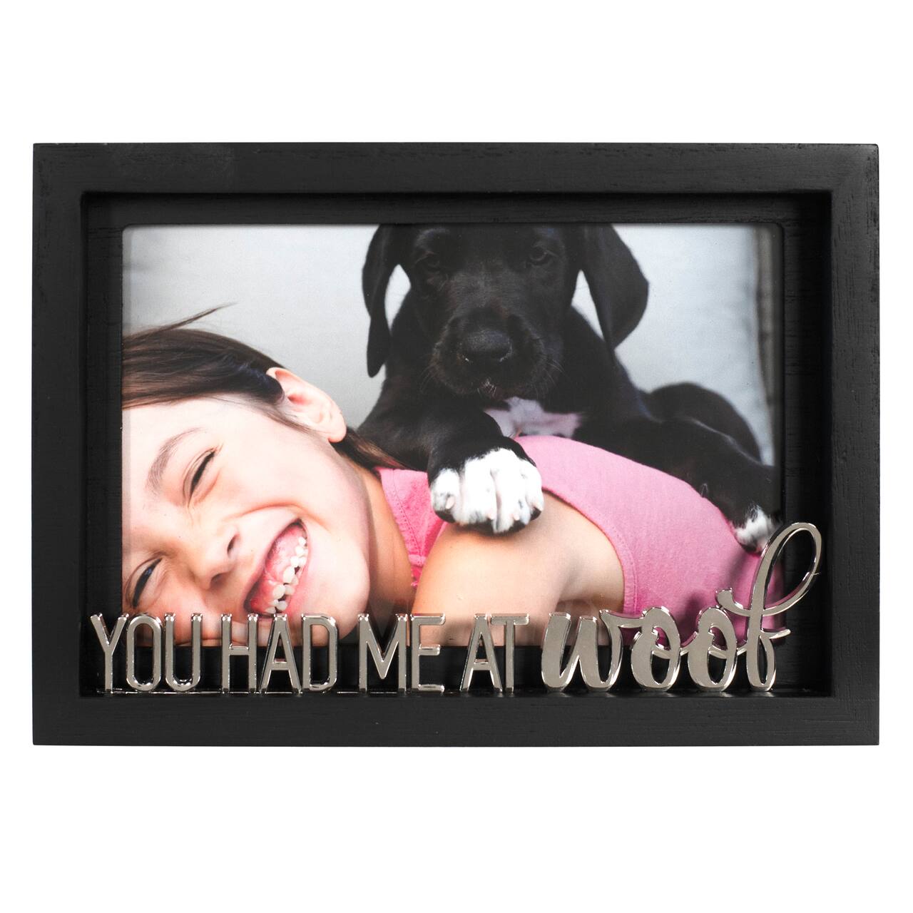 Malden International Designs You had Me at Woof Black Distressed Borderlines 4" x 6" Photo Frame